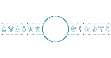 Christmas banner with hand drawn decorations and copyspace. Vector.のイラスト素材