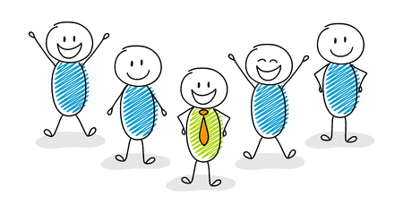 Group of stickman following their boss. Vector.のイラスト素材