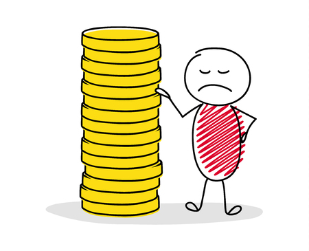 Funny businessman showing money stack. Vector.のイラスト素材