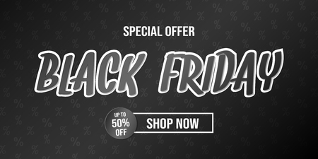 Design of panoramic banner for Black Friday Sale. Vector.のイラスト素材