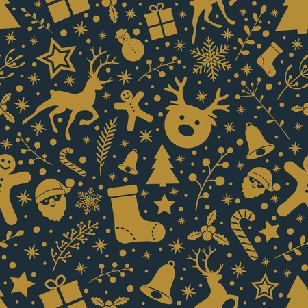 Concept of seamless pattern with Christmas decorations. Vector.のイラスト素材