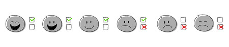 Big set for survey with tick icons and stickmen. Vector.のイラスト素材