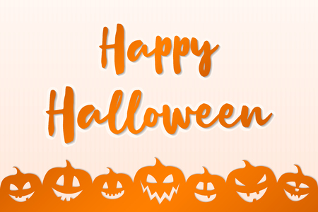 Halloween greetings on background with creepy pumpkin lanterns. Vector.のイラスト素材