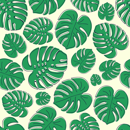 Summer background with tropical leaves. Vector.のイラスト素材