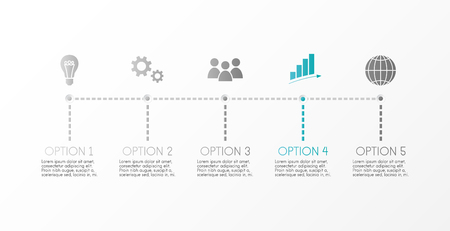 Gray company timeline with business icons. Vector.のイラスト素材
