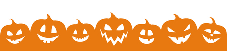 Concept of Halloween banner with pumpkins. Vector.のイラスト素材
