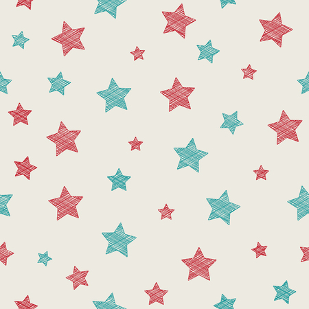 Concept of seamless pattern with hand drawn stars. Vector.のイラスト素材