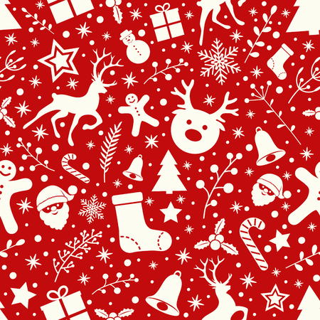 Concept of seamless texture with Christmas ornaments.のイラスト素材