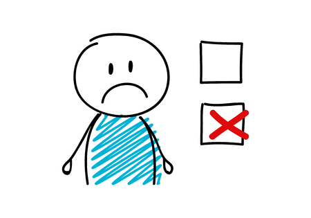 Concept of checkbox with cartoon stickman. Vector.のイラスト素材