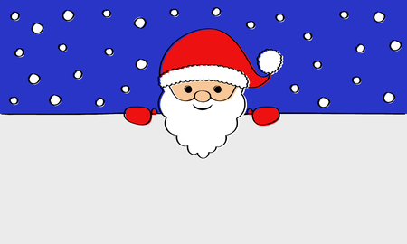 Funny hand drawn Santa Claus on background with snowflakes. Vector.のイラスト素材