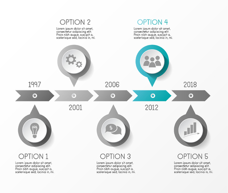 Concept of company timeline - business infograph. Vector.のイラスト素材