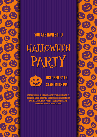 Halloween Party - invitation with funny silhouettes of pumpkins. Vector.のイラスト素材
