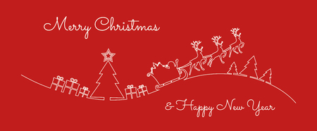 Concept of Christmas background with hand drawn ornaments and wishes. Vector.のイラスト素材