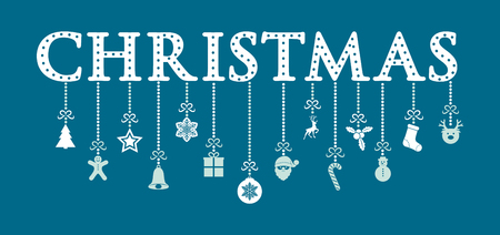 Concept of Christmas background with ornaments and wishes. Vector.のイラスト素材