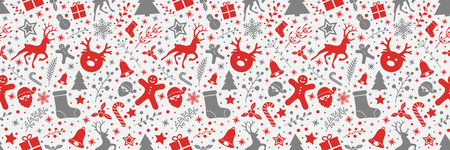 Christmas background with ornaments and seamless texture. Vector.のイラスト素材