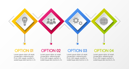 Rhombus infographic with business icons. Vector.のイラスト素材