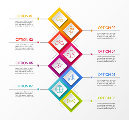 Layout of rhombus infographic with business icons. Vector.のイラスト素材
