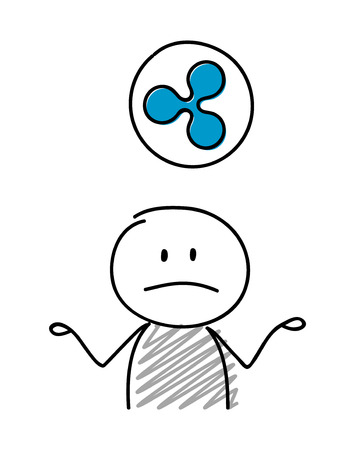 Confused stickmen holding balloon with ripple icon. Vector.のイラスト素材