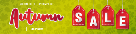 Autumn Sale - shiny banner. Vector.のイラスト素材