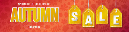 Autumn Sale - concept of panoramic banner. Vector.のイラスト素材