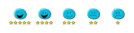 Star rating - set with funny stickman. Vector.のイラスト素材