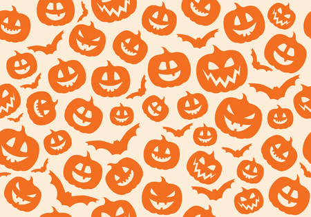 Halloween - concept of seamless pattern with pumpkins. Vector.のイラスト素材