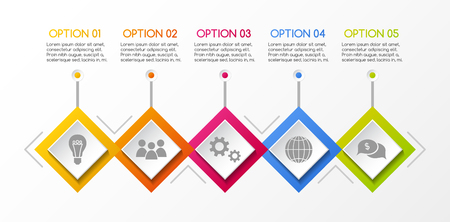 Business infographic with rhombus icons. Vector.のイラスト素材