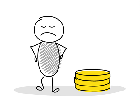 Funny businessman showing money stack. Vector.のイラスト素材
