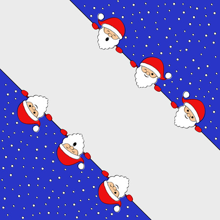 Funny hand drawn Santa Claus holding Christmas greeting card. Vector.のイラスト素材