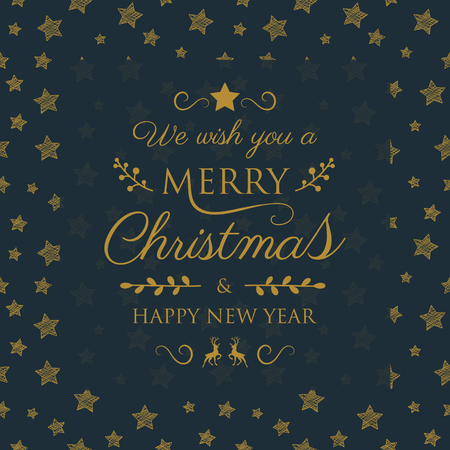 Merry Christmas - wishes with festive decorations and stars.のイラスト素材