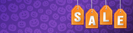 Concept of empty layout with pumpkins for Halloween Sale. Vector.のイラスト素材