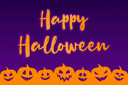 Halloween greetings on background with creepy pumpkin lanterns. Vector.のイラスト素材