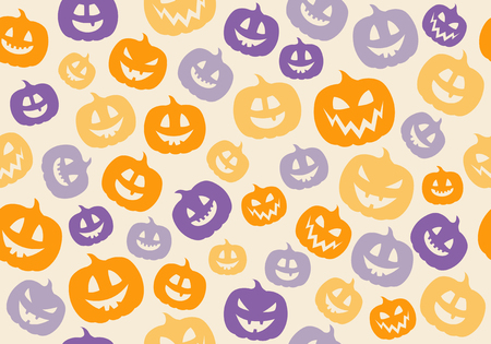 Halloween wallpaper with funny silhouettes of pumpkins. Vector.のイラスト素材