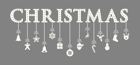 Concept of Christmas greeting card with decorative text. Vector.のイラスト素材