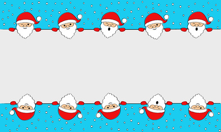 Layout of Christmas greeting card with happy Santa Claus. Vector.のイラスト素材