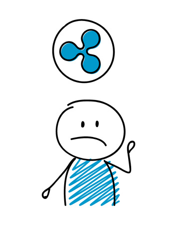 Sad stickmen holding balloon with ripple icon. Vector.のイラスト素材