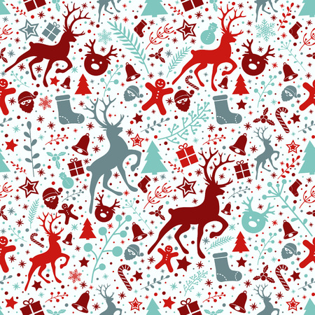 Christmas background with decorations and seamless pattern. Vector.のイラスト素材