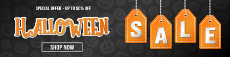 Halloween Sale - design of panoramic header. Vector.のイラスト素材