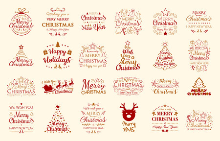 Concept of Christmas decorations with wishes. Vector.のイラスト素材
