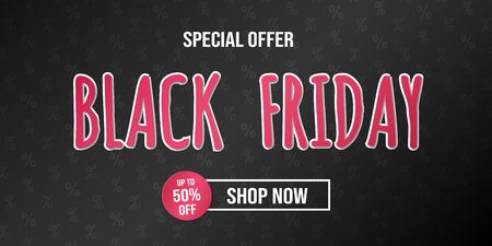 Design of panoramic banner for Black Friday Sale. Vector.のイラスト素材