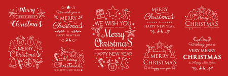 Concept of Christmas ornaments with wishes. Vector.のイラスト素材