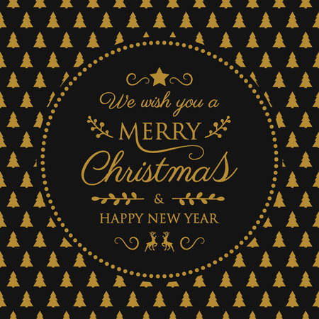 Vintage Christmas card with decorative text and ornaments. Vector.のイラスト素材