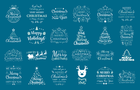 Christmas collection of festive elements and greetings. Vector.のイラスト素材