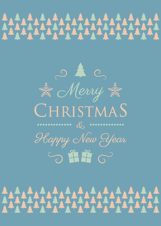 Concept of Christmas greeting card with decorative text and Christmas trees. Vector.のイラスト素材