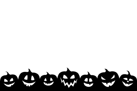 Template of Halloween card with funny pumpkins and copyspace. Vector.のイラスト素材