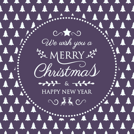 Christmas and New Year greeting card with text and decorations. Vector.のイラスト素材