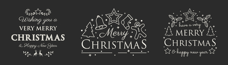 Concept of Christmas ornaments with wishes. Vector.のイラスト素材