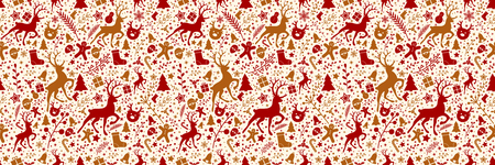 Christmas wallpaper with ornaments - seamless pattern. Vector.のイラスト素材