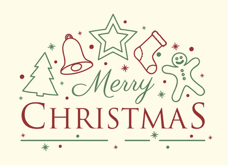 Decorative Christmas text with ornaments. Vector.のイラスト素材