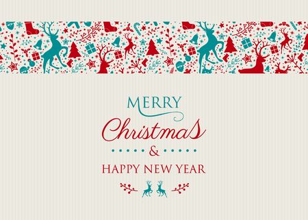 Christmas greeting card with text and decorations. Vector.のイラスト素材